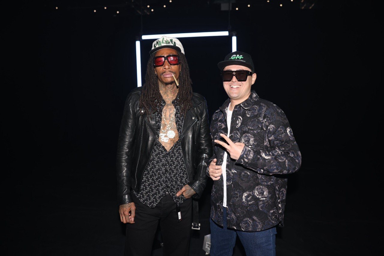 Kuanysh Mustafin with Wiz Khalifa on set in Los Angeles